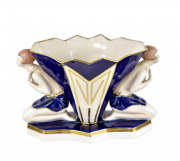 Art Deco - kobaltové sousoší žen s vázou